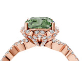 Rose gold Fancy Green Cushion  Halo Twist Band Solitaire Ring with Six-Prong Setting_35