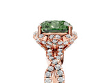 Rose gold Fancy Green Cushion  Halo Twist Band Solitaire Ring with Six-Prong Setting_36