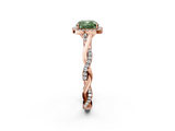 Rose gold Fancy Green Cushion  Halo Twist Band Solitaire Ring_22