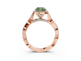Rose gold Fancy Green Cushion  Halo Twist Band Solitaire Ring_23