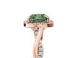 Rose gold Fancy Green Cushion  Halo Twist Band Solitaire Ring_25