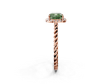 Rose gold Fancy Green Cushion  Halo Twisted Band Four-Prong Diamond Ring_22