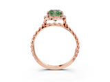 Rose gold Fancy Green Cushion  Halo Twisted Band Four-Prong Diamond Ring_23