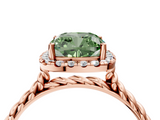 Rose gold Fancy Green Cushion  Halo Twisted Band Four-Prong Diamond Ring_24