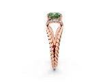 Rose gold Fancy Green Cushion  Halo Twisted Band Four-Prong Ring_34