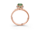 Rose gold Fancy Green Cushion  Halo Twisted Band Four-Prong Ring_35