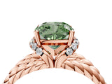 Rose gold Fancy Green Cushion  Halo Twisted Band Four-Prong Ring_36