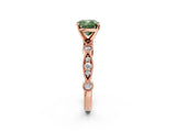 Rose gold Fancy Green Cushion  Milgrain Bezel Diamond Engagement Ring with Solitaire Prong Setting_161
