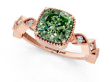 Rose gold Fancy Green Cushion  Milgrain Marquise Diamond Twist Band Ring_63