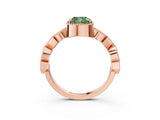 Rose gold Fancy Green Cushion  Milgrain Marquise Diamond Twist Band Ring_65
