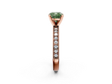 Rose gold Fancy Green Cushion  Milgrain Pave Diamond Engagement Ring with Four-Prong Setting_141