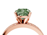 Rose gold Fancy Green Cushion  Milgrain Pave Diamond Engagement Ring with Four-Prong Setting_143