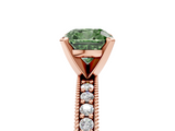 Rose gold Fancy Green Cushion  Milgrain Pave Diamond Engagement Ring with Four-Prong Setting_144