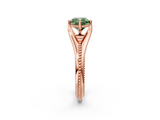 Rose gold Fancy Green Cushion  Solitaire Beaded Band Six-Prong Setting_2