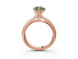 Rose gold Fancy Green Cushion  Solitaire Beaded Band Six-Prong Setting_3
