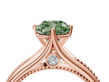 Rose gold Fancy Green Cushion  Solitaire Beaded Band Six-Prong Setting_4
