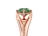 Rose gold Fancy Green Cushion  Solitaire Beaded Band Six-Prong Setting_5