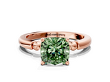 Rose gold Fancy Green Cushion  Solitaire Beaded Band with Four-Prong Setting_42