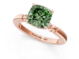 Rose gold Fancy Green Cushion  Solitaire Beaded Band with Four-Prong Setting_43