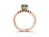 Rose gold Fancy Green Cushion  Solitaire Beaded Band with Four-Prong Setting_45