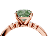 Rose gold Fancy Green Cushion  Solitaire Beaded Band with Four-Prong Setting_46