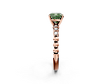 Rose gold Fancy Green Cushion  Solitaire Bezel Accent Diamond Engagement Ring with Beaded Band and Four-Prong Setting_45