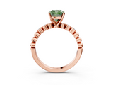 Rose gold Fancy Green Cushion  Solitaire Bezel Accent Diamond Engagement Ring with Beaded Band and Four-Prong Setting_46