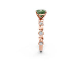 Rose gold Fancy Green Cushion  Solitaire Bezel-Set Diamond Ring with Beaded Band and Four-Prong Setting_34