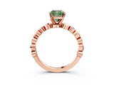 Rose gold Fancy Green Cushion  Solitaire Bezel-Set Diamond Ring with Beaded Band and Four-Prong Setting_35