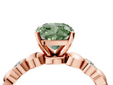 Rose gold Fancy Green Cushion  Solitaire Bezel-Set Diamond Ring with Beaded Band and Four-Prong Setting_36