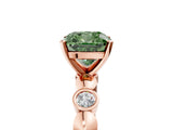 Rose gold Fancy Green Cushion  Solitaire Bezel-Set Diamond Ring with Beaded Band and Four-Prong Setting_37