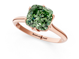 Rose gold Fancy Green Cushion  Solitaire Cathedral Diamond Ring with Six-Prong Setting_18