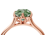 Rose gold Fancy Green Cushion  Solitaire Cathedral Diamond Ring with Six-Prong Setting_21