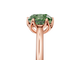 Rose gold Fancy Green Cushion  Solitaire Cathedral Diamond Ring with Six-Prong Setting_22