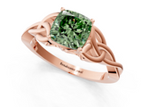 Rose gold Fancy Green Cushion  Solitaire Celtic Knot Engagement Ring with Four-Prong Setting_62