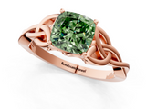 Rose gold Fancy Green Cushion  Solitaire Celtic Knot Engagement Ring with Four-Prong Setting_64