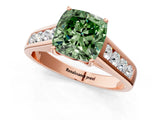Rose gold Fancy Green Cushion  Solitaire Channel-Set Diamond Engagement Ring with Four-Prong Setting_33