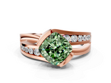 Rose gold Fancy Green Cushion  Solitaire Channel-Set Split Shank Ring with Tension Prong Setting_3