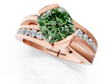 Rose gold Fancy Green Cushion  Solitaire Channel-Set Split Shank Ring with Tension Prong Setting_4