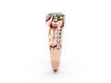 Rose gold Fancy Green Cushion  Solitaire Channel-Set Split Shank Ring with Tension Prong Setting_5