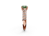 Rose gold Fancy Green Cushion  Solitaire Chevron Pave Diamond Engagement Ring with Six-Prong Setting_5