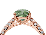 Rose gold Fancy Green Cushion  Solitaire Chevron Pave Diamond Engagement Ring with Six-Prong Setting_7