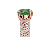 Rose gold Fancy Green Cushion  Solitaire Chevron Pave Diamond Engagement Ring with Six-Prong Setting_8