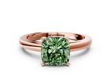 Rose gold Fancy Green Cushion  Solitaire Diamond Engagement Ring with Four-Prong Setting on a Classic Band_3