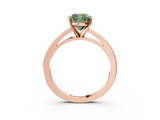Rose gold Fancy Green Cushion  Solitaire Diamond Engagement Ring with Four-Prong Setting on a Classic Band_6