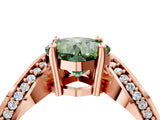 Rose gold Fancy Green Cushion  Solitaire Diamond Engagement Ring with Pave Band and Four-Prong Setting_30