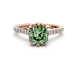Rose gold Fancy Green Cushion  Solitaire Diamond Engagement Ring with Pave Band and Six-Prong Setting_20