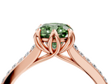 Rose gold Fancy Green Cushion  Solitaire Diamond Engagement Ring with Pave Band and Six-Prong Setting_24