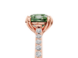 Rose gold Fancy Green Cushion  Solitaire Diamond Engagement Ring with Pave Band and Six-Prong Setting_25