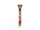 Rose gold Fancy Green Cushion  Solitaire Diamond Engagement Ring with XO Engraved Band and Four-Prong Setting 2